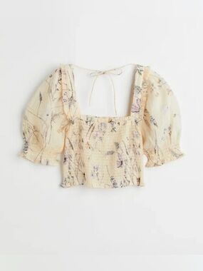 H&M smocked floral crop top